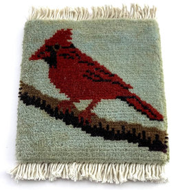 Bunyaad Pakistan Cardinal on Branch Mug Rug Blue