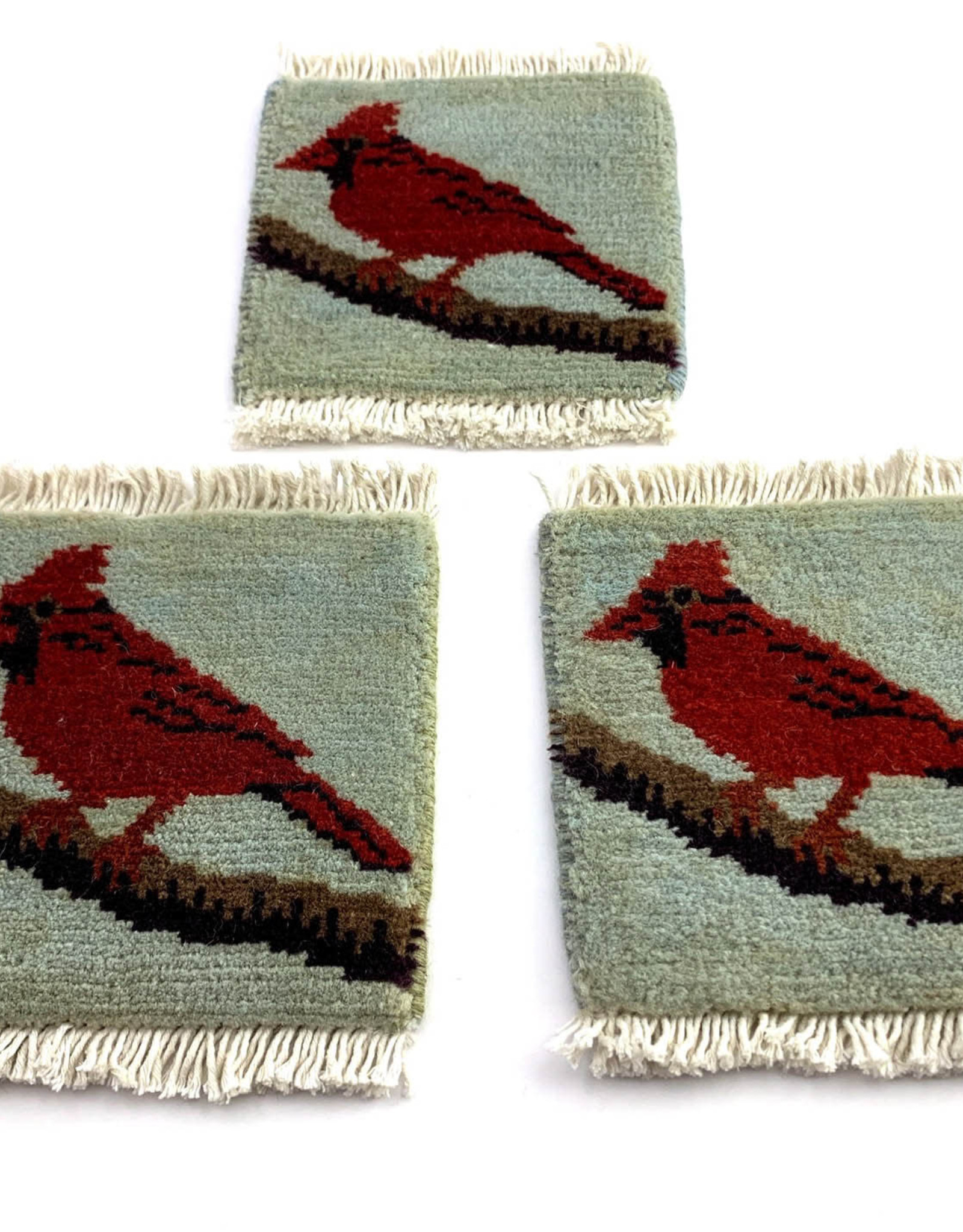 Bunyaad Pakistan Cardinal on Branch Mug Rug Blue