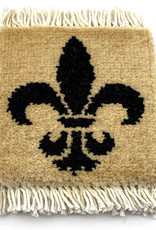 Bunyaad Pakistan Ivory Fleur de Lis Mug Rug