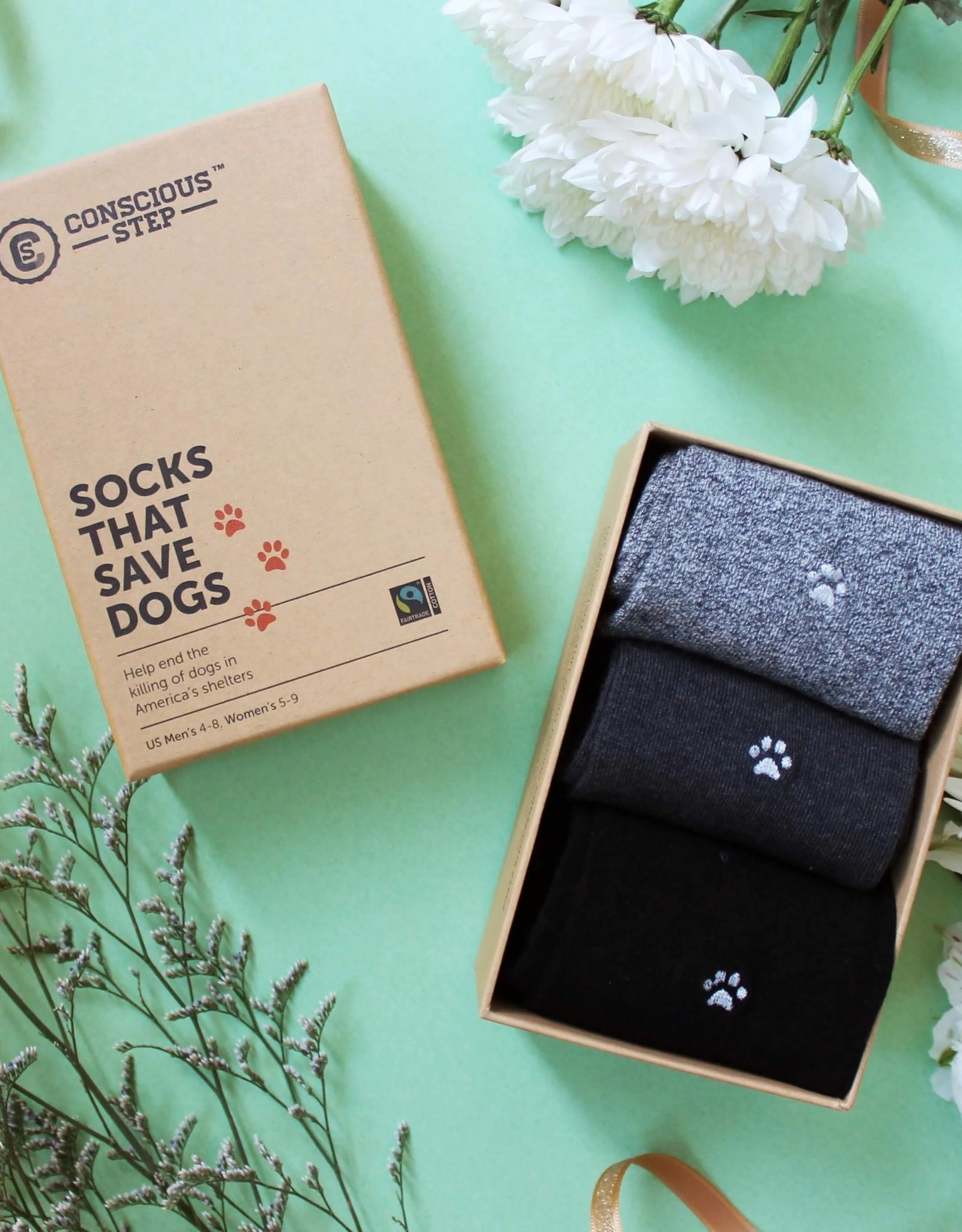 Conscious Step Socks that Save Dogs Box Set of 3