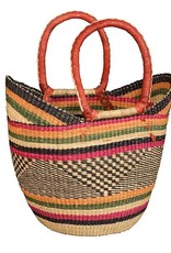African Market Baskets Shopping Tote with Thin Rim
