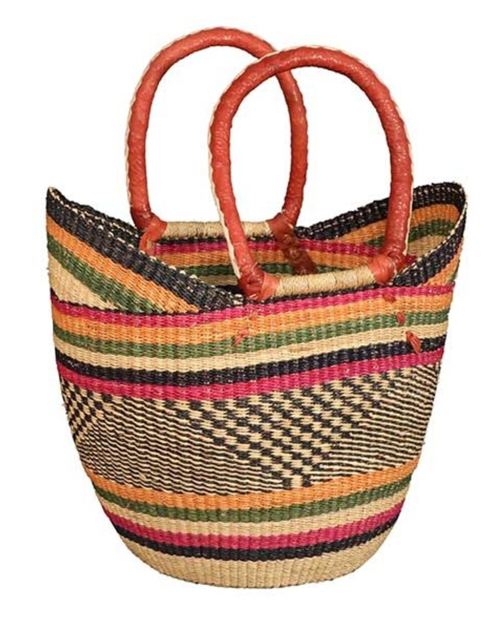 African Market Baskets Shopping Tote with Thin Rim