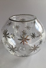 Dandarah Blown Glass Candle Holder - Silver Stars