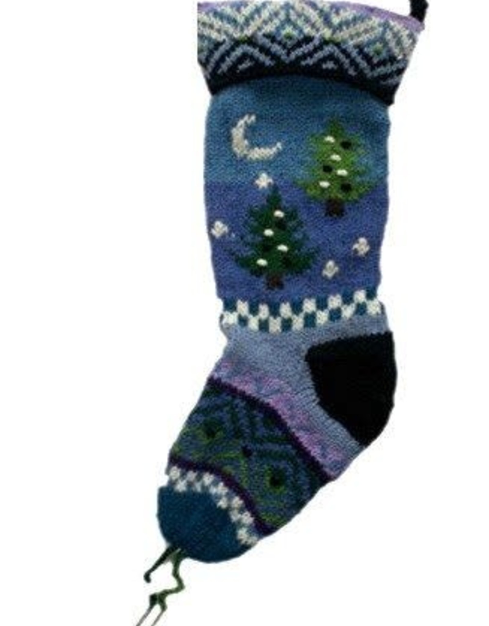 Ganesh Himal Hand Knit Christmas Stocking - Tree Design