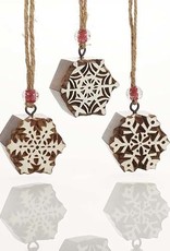 Serrv Woodblock Snowflake Ornament