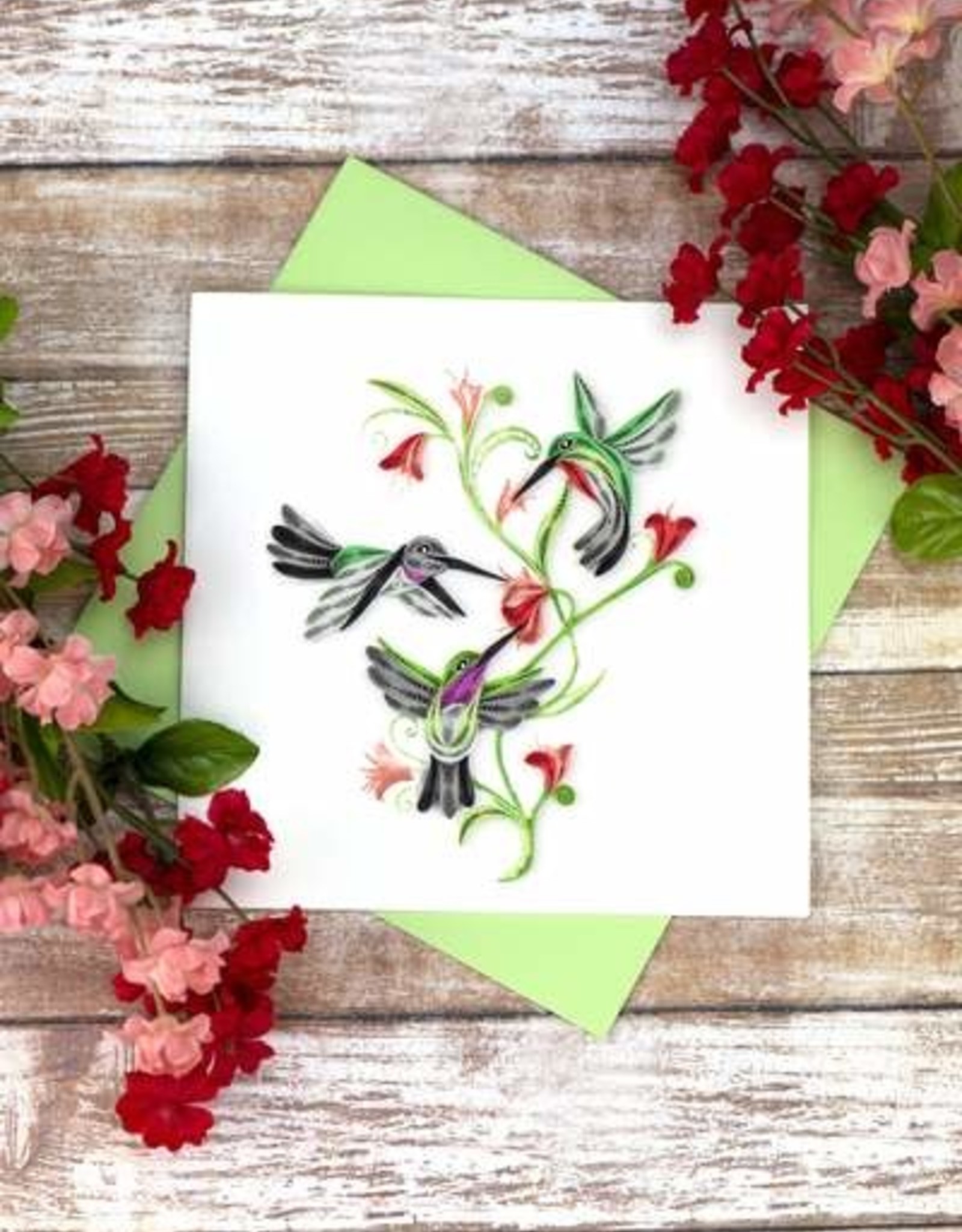 Quilling Card Quilled Hummingbird Trio Greeting Card