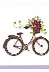 Quilling Card Quilled Bicycle with Flower Basket Greeting Card