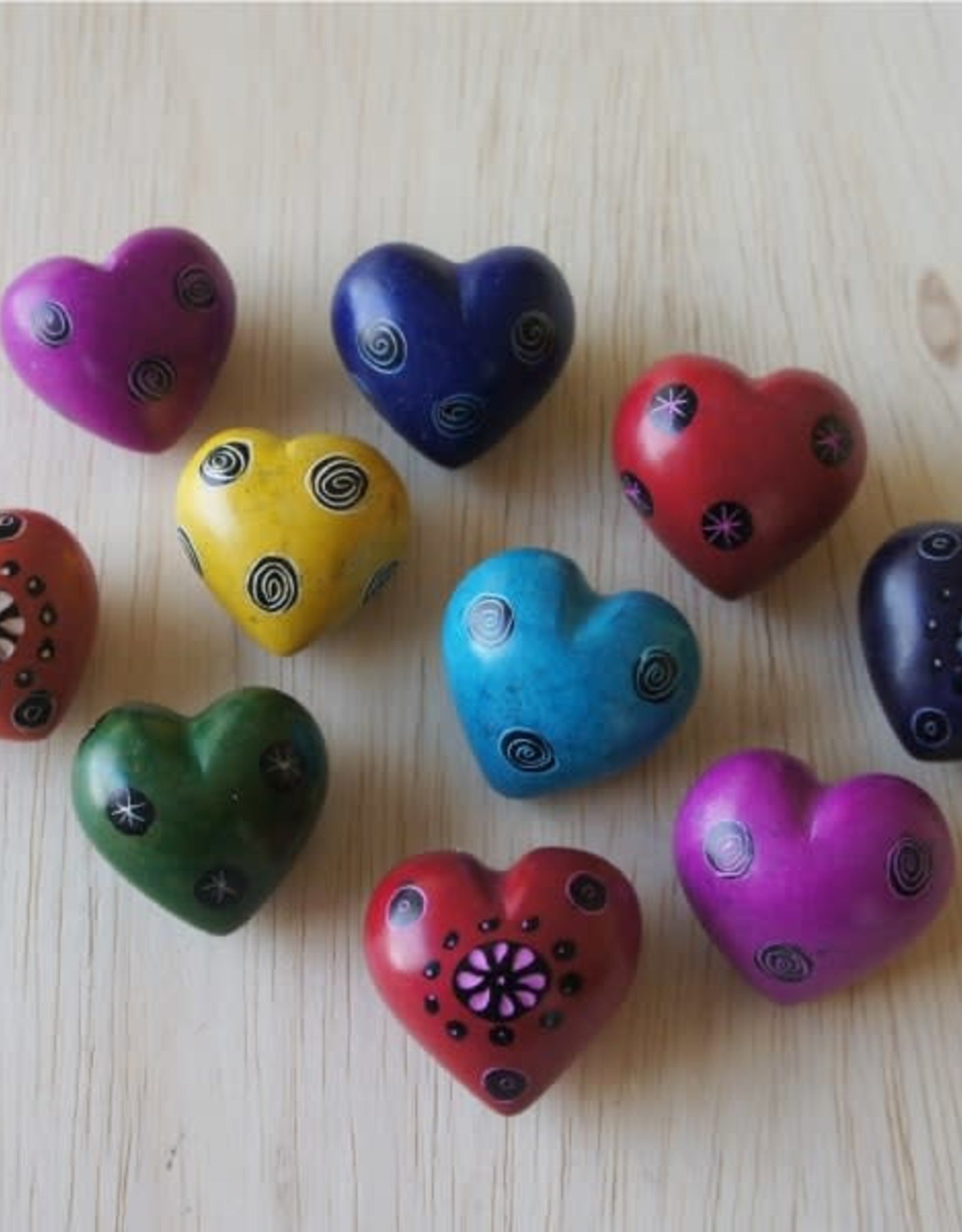 Venture Imports Assorted Etched Kisii Stone Heart 1" (small)