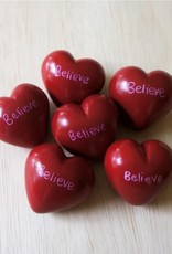 Venture Imports Word Hearts - Believe, Red