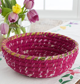 Serrv Round Fuchsia Chindi Basket