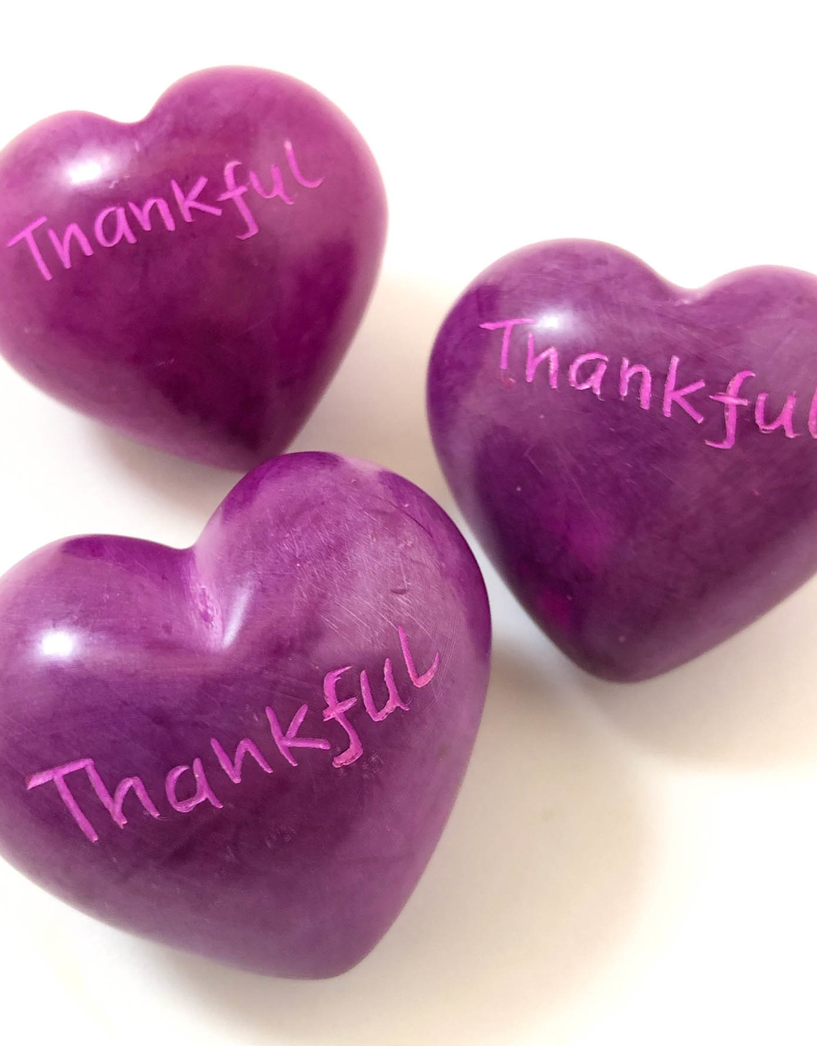 Venture Imports Word Hearts - Thankful, Pink