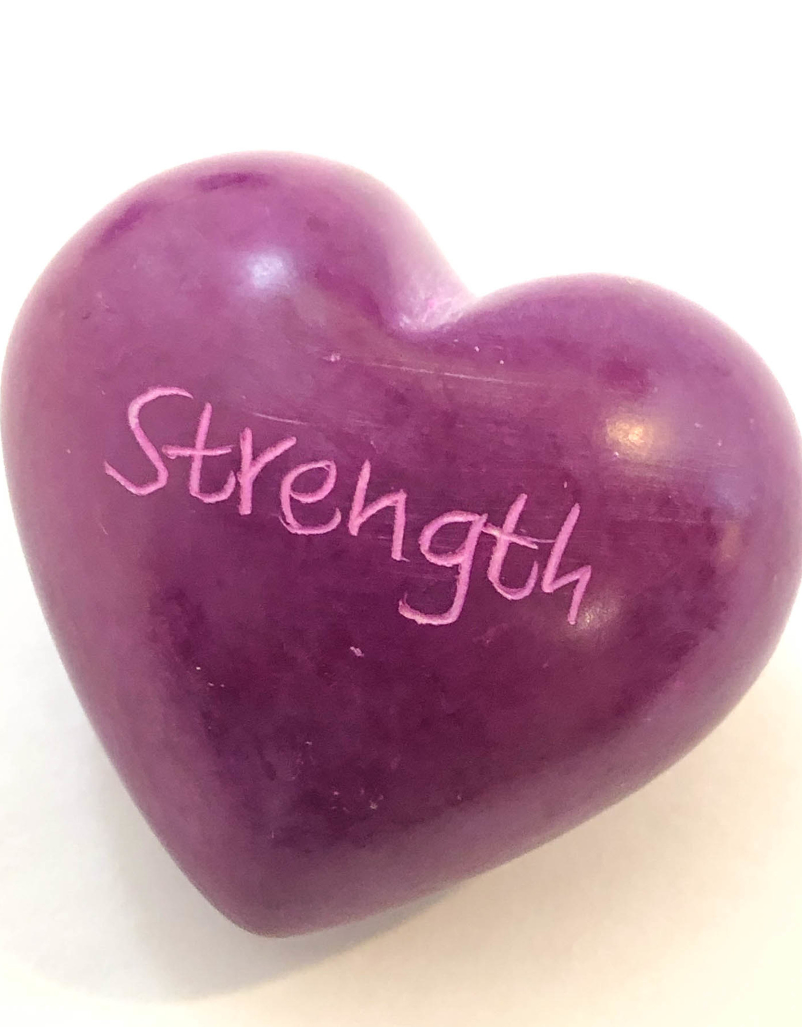 Venture Imports Word Hearts - Strength, Pink