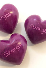 Venture Imports Word Hearts - Strength, Pink