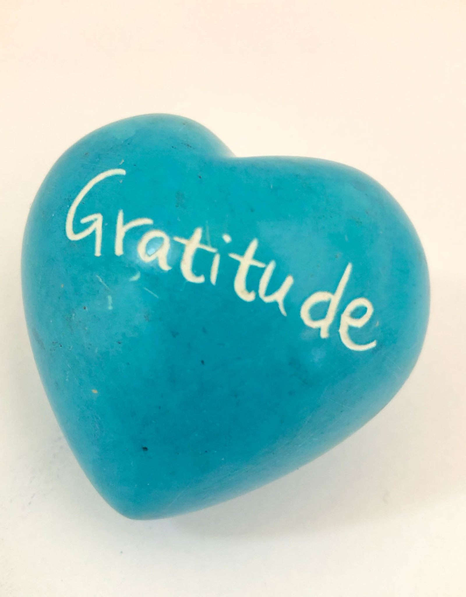 Venture Imports Word Hearts - Gratitude, Pale Blue