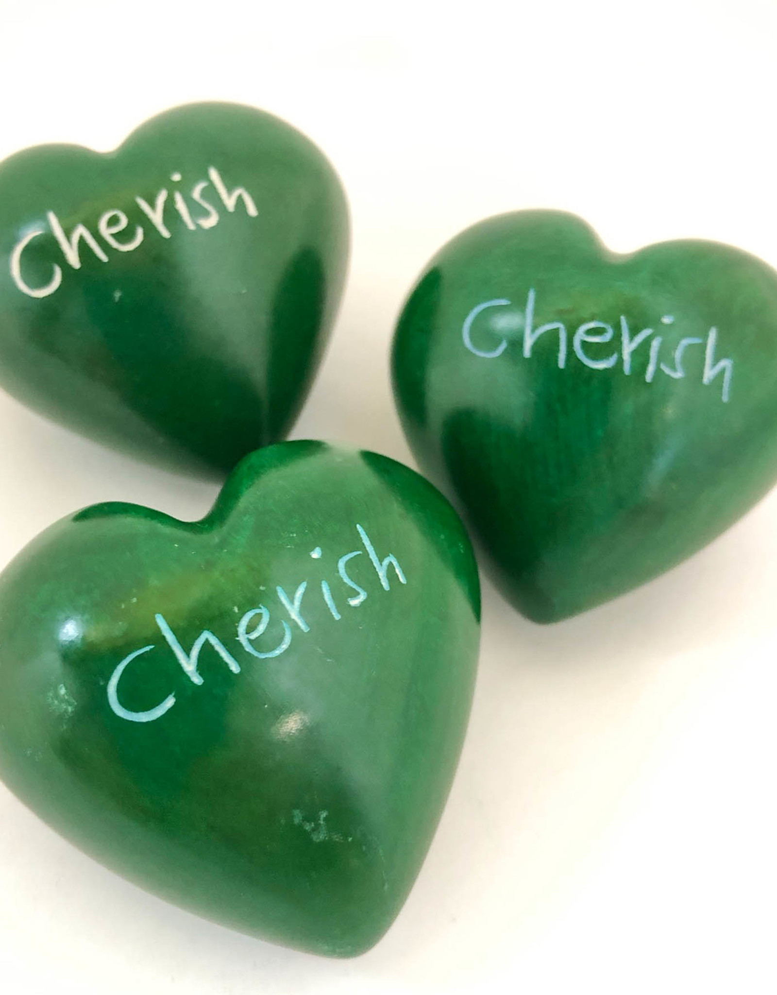 Venture Imports Word Hearts - Cherish, Green