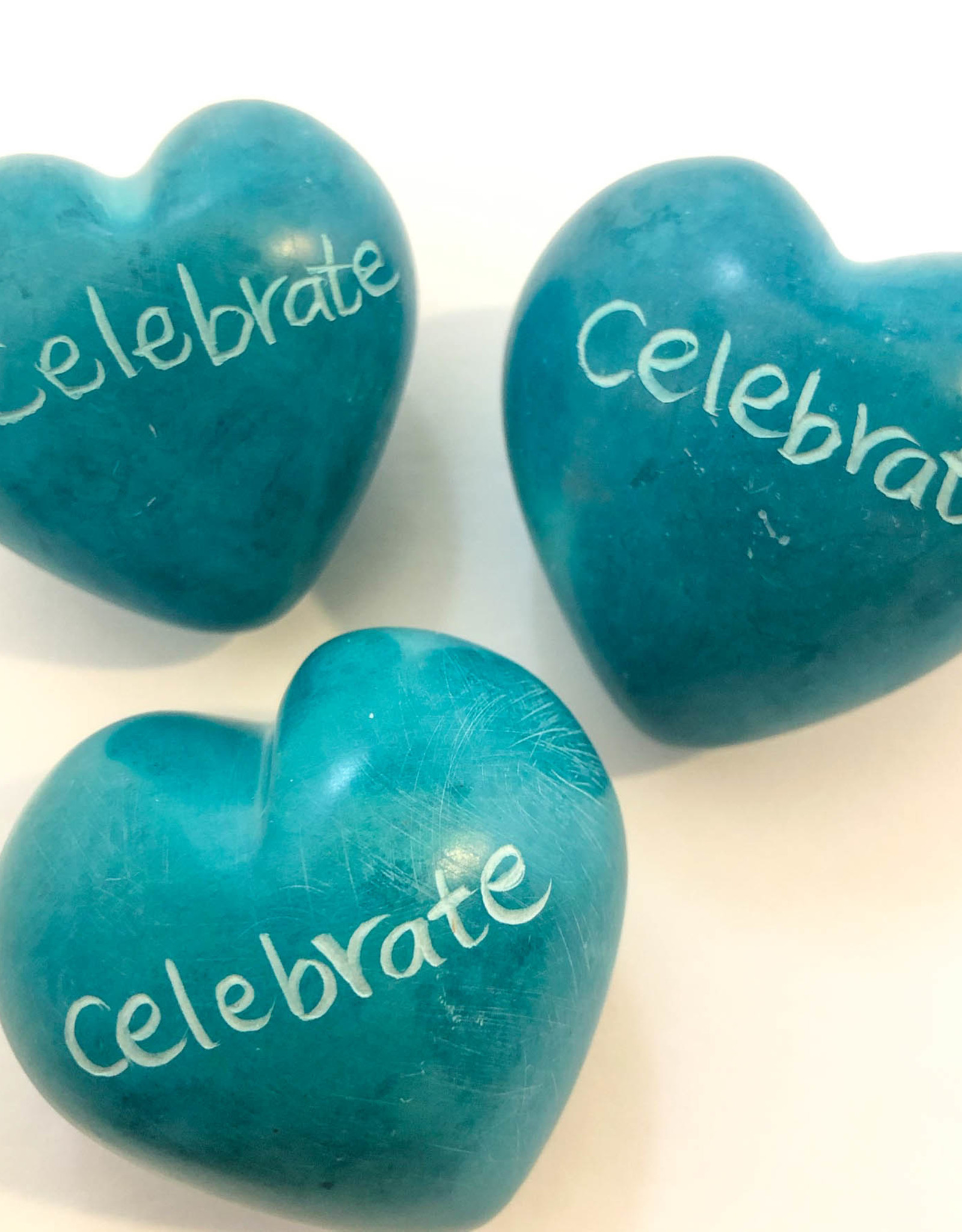 Venture Imports Word Hearts - Celebrate, Pale Blue