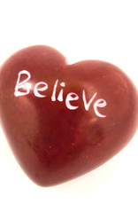Venture Imports Word Hearts - Believe, Red