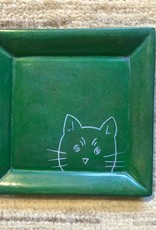 Venture Imports Square Animal Dishes - Peeking Cat