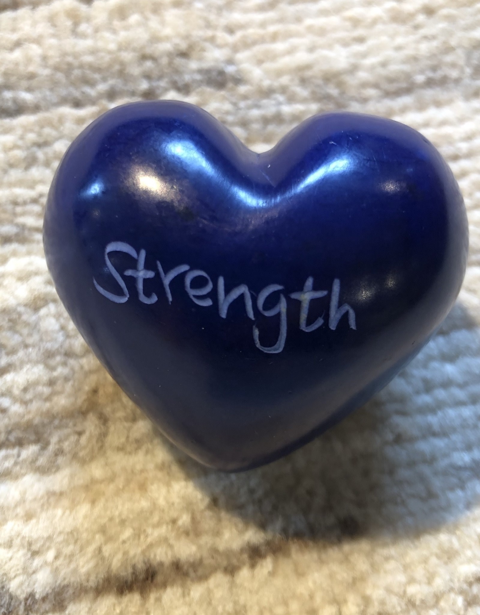 Venture Imports Word Hearts - Strength, Blue