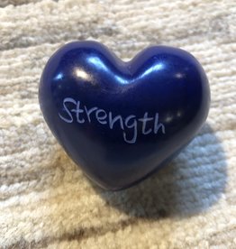 Venture Imports Word Hearts - Strength, Blue