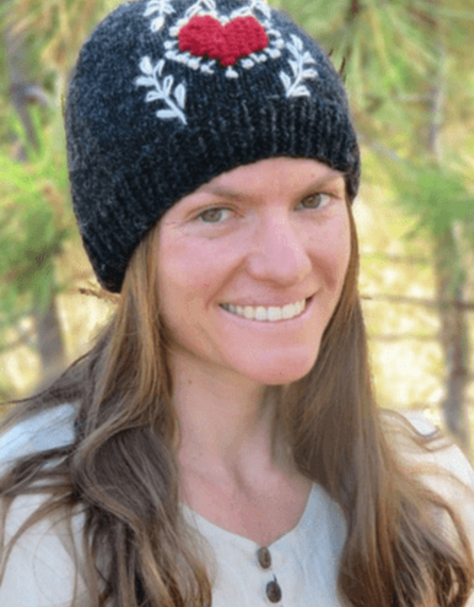 Ganesh Himal Knit Hat with Embroidered heart