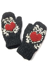 Ganesh Himal Fingerless Mittens with Embroidered Heart