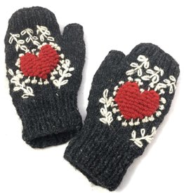 Ganesh Himal Fingerless Mittens with Embroidered Heart