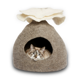 Dharma Dog Karma Cat Taupe & White Bouquet Cave