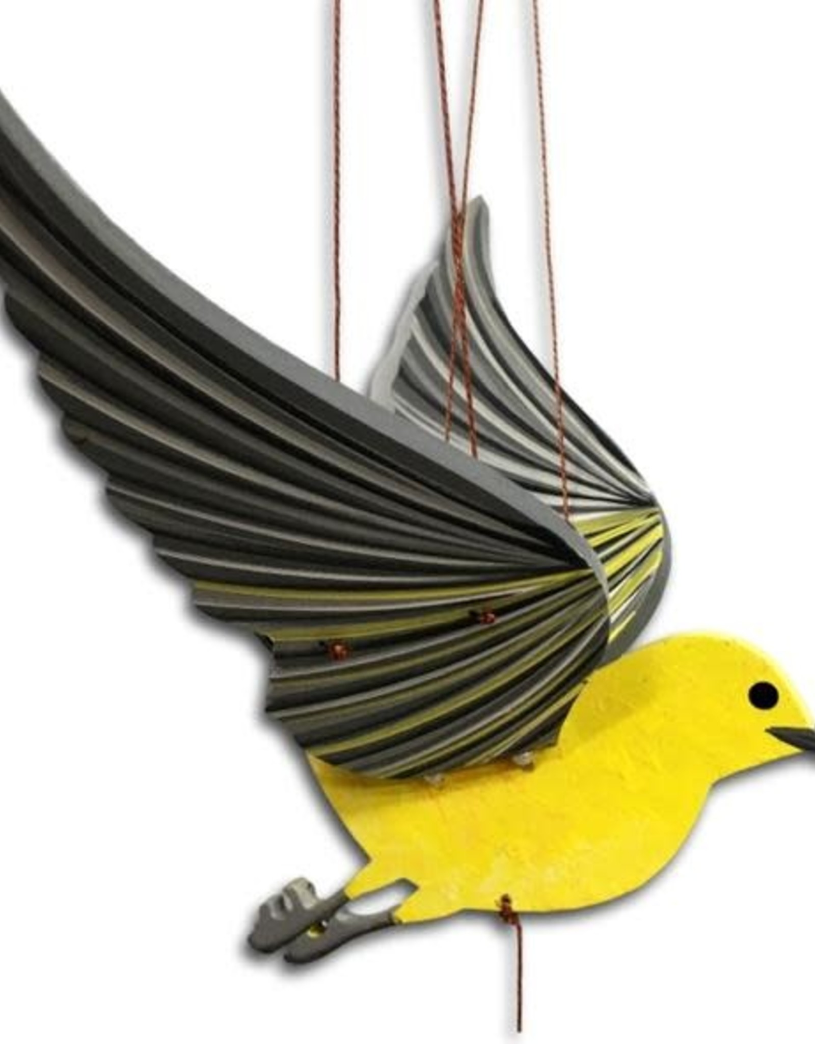 Tulia Artisans Yellow Warbler Bird Flying Mobile