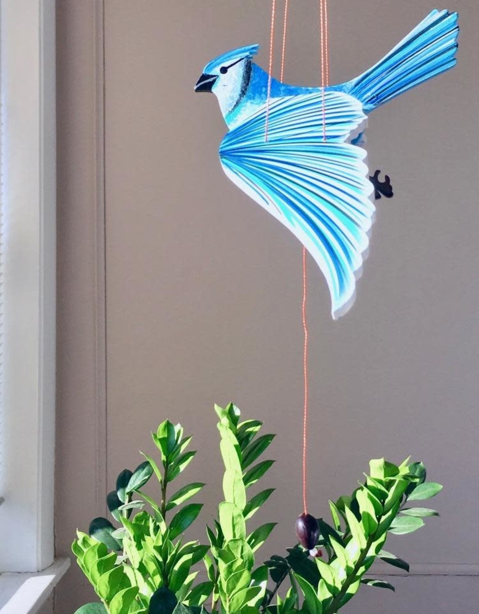 Tulia Artisans Blue Jay Flying Bird Mobile