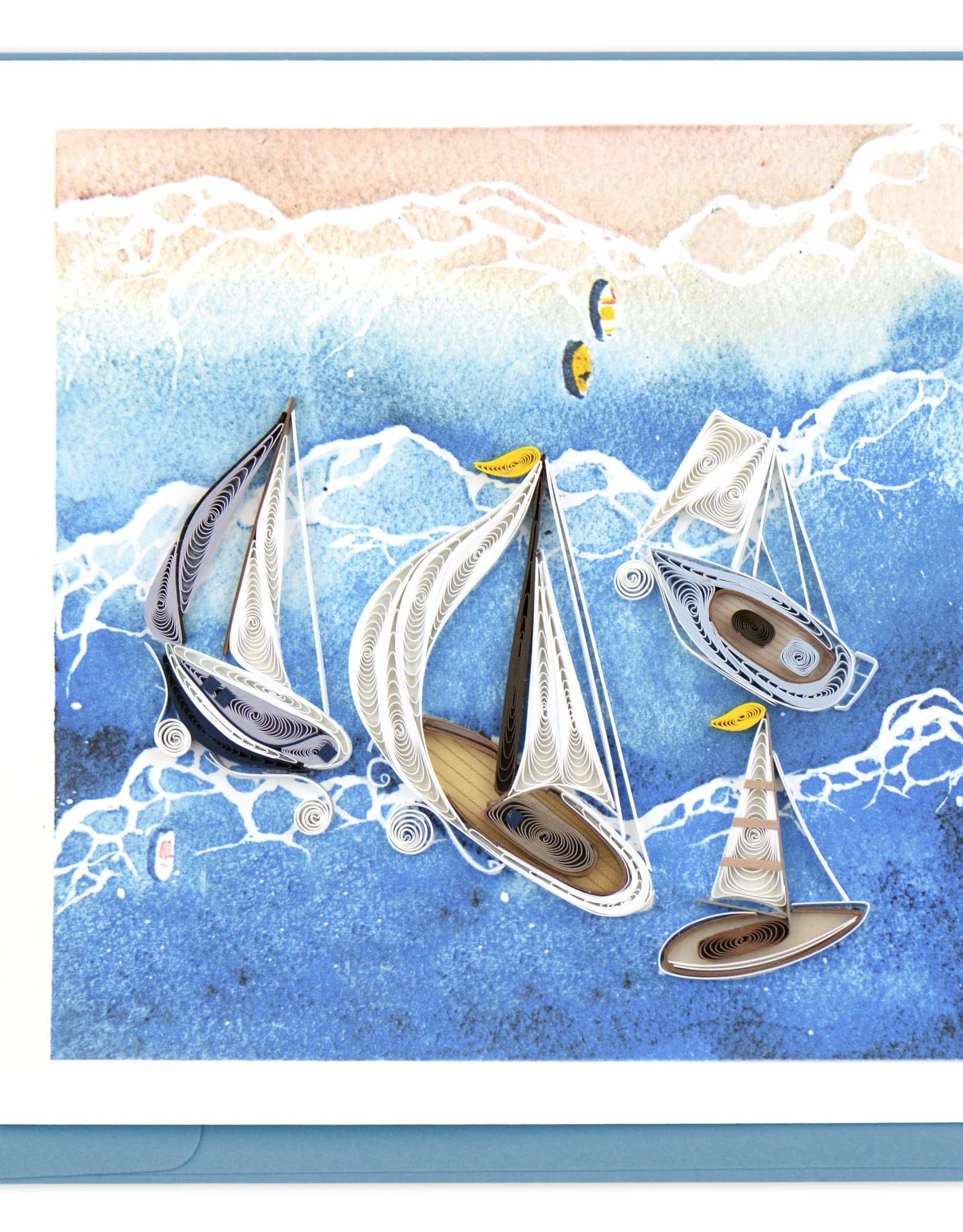Quilling Card Quilled Sailboat Fleet Greeting Card