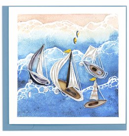 Quilling Card Quilled Sailboat Fleet Greeting Card