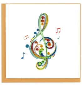 Quilling Card Quilled Treble Clef Greeting Card - Orange