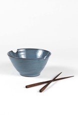 Ten Thousand Villages Chopsticks & Blue Bowl Set