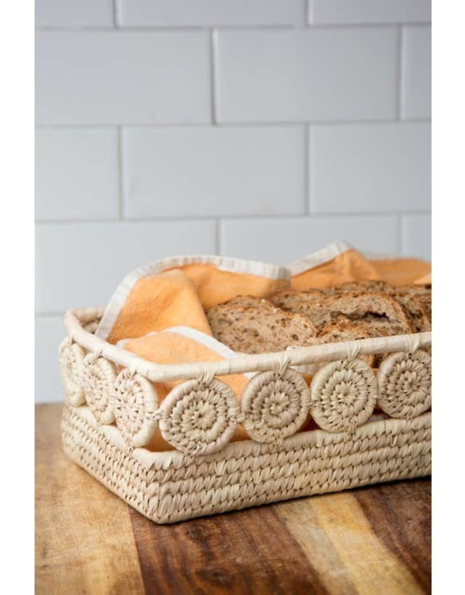 Ten Thousand Villages Palm Medallion Bread Basket