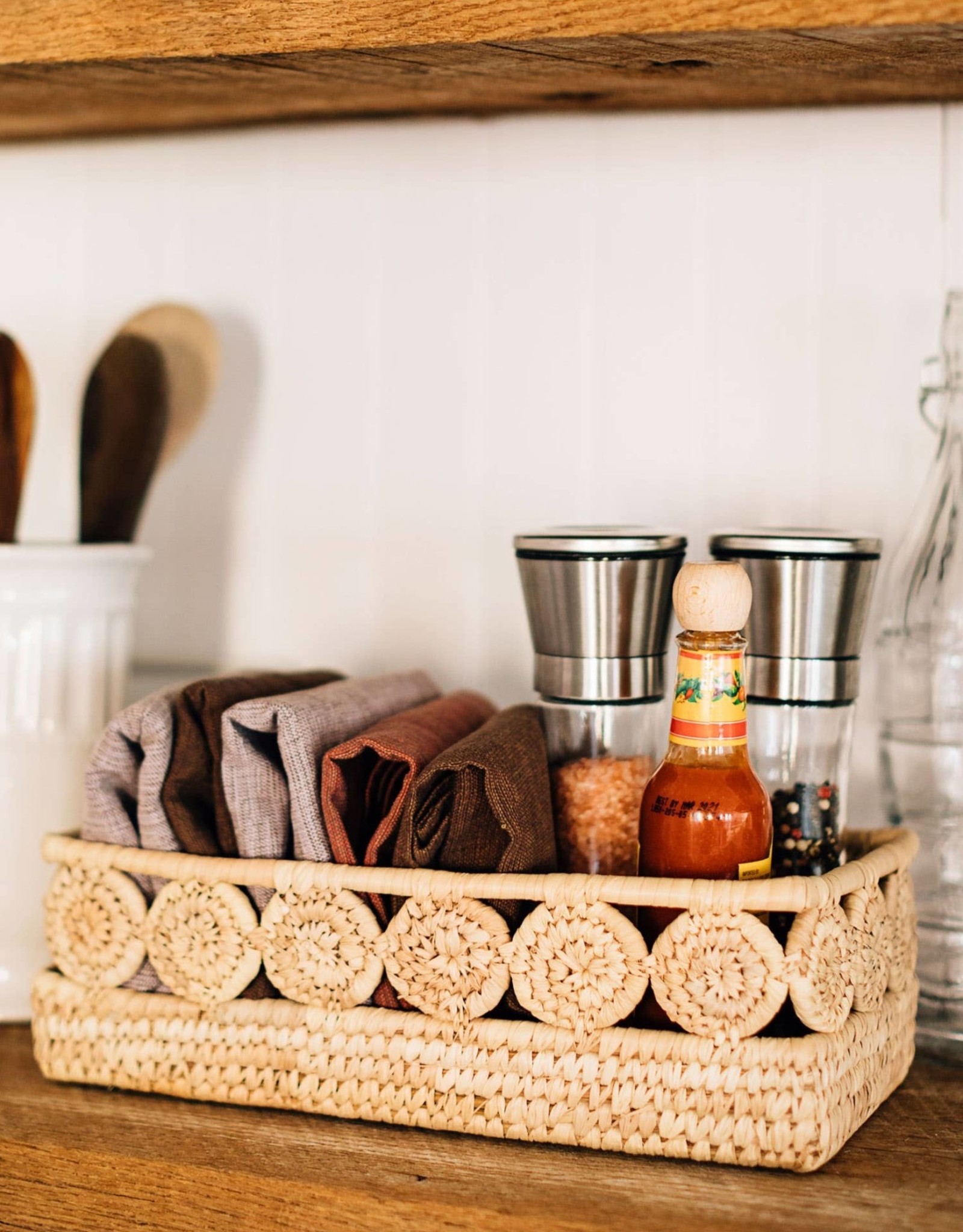 Ten Thousand Villages Palm Medallion Bread Basket