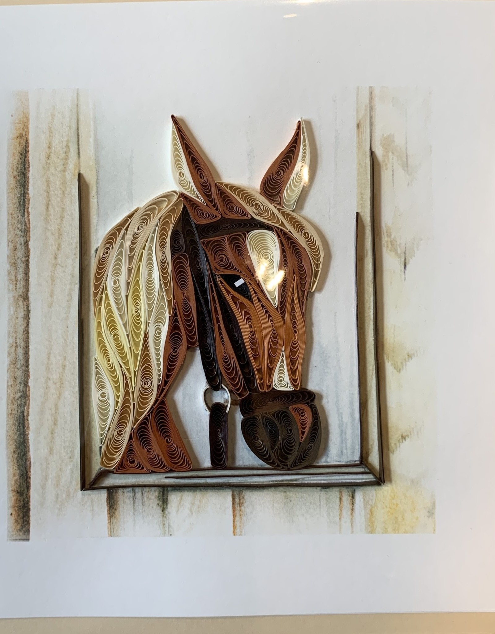 Quilling Card Quilled Horse in Stable Greeting Card