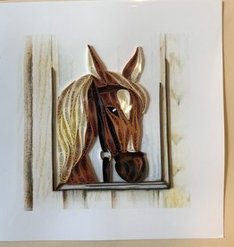 Quilling Card Quilled Horse in Stable Greeting Card