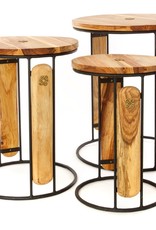 Swahili African Modern Set of Three Round Ghanaian Nesting Tables