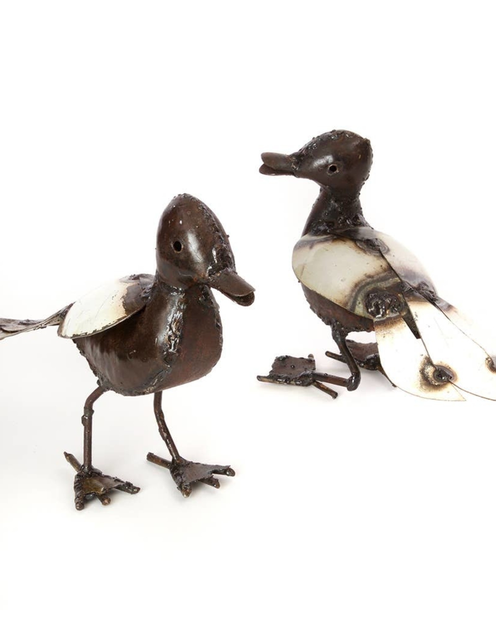 Swahili African Modern Recycled Metal Baby Duck Sculpture