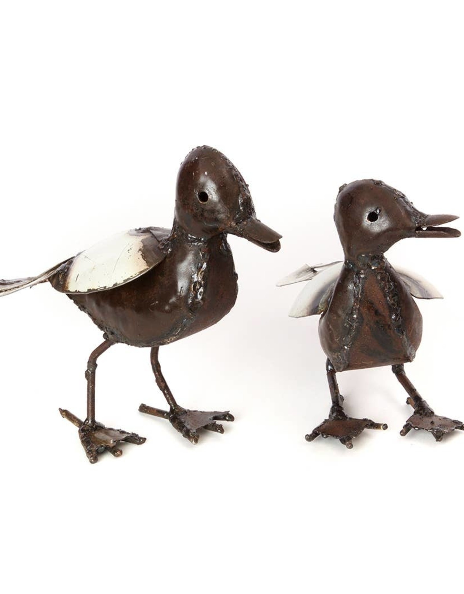 Swahili African Modern Recycled Metal Baby Duck Sculpture