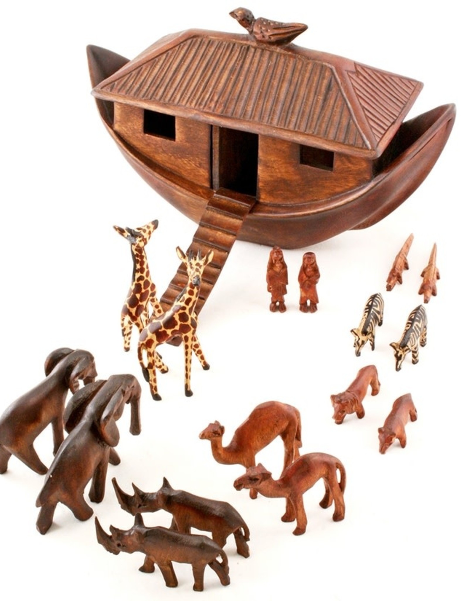 Swahili African Modern Hand-Carved Noah's Ark Sculpture
