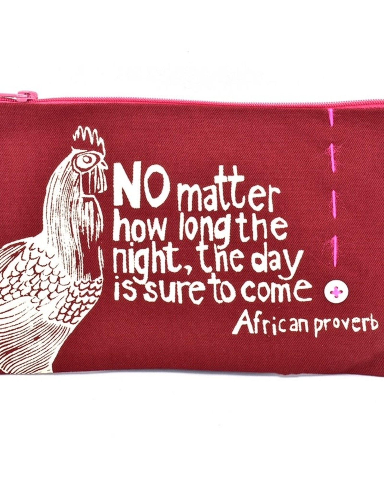 Swahili African Modern Red The Day is Sure to Come 8" African Proverb Pouch