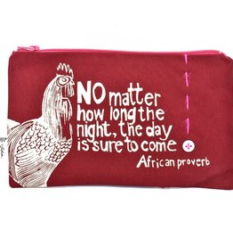 Swahili African Modern Red The Day is Sure to Come 8" African Proverb Pouch