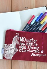Swahili African Modern Red The Day is Sure to Come 8" African Proverb Pouch