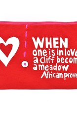 Swahili African Modern Red When is One is in Love 8" African Proverb Pouch