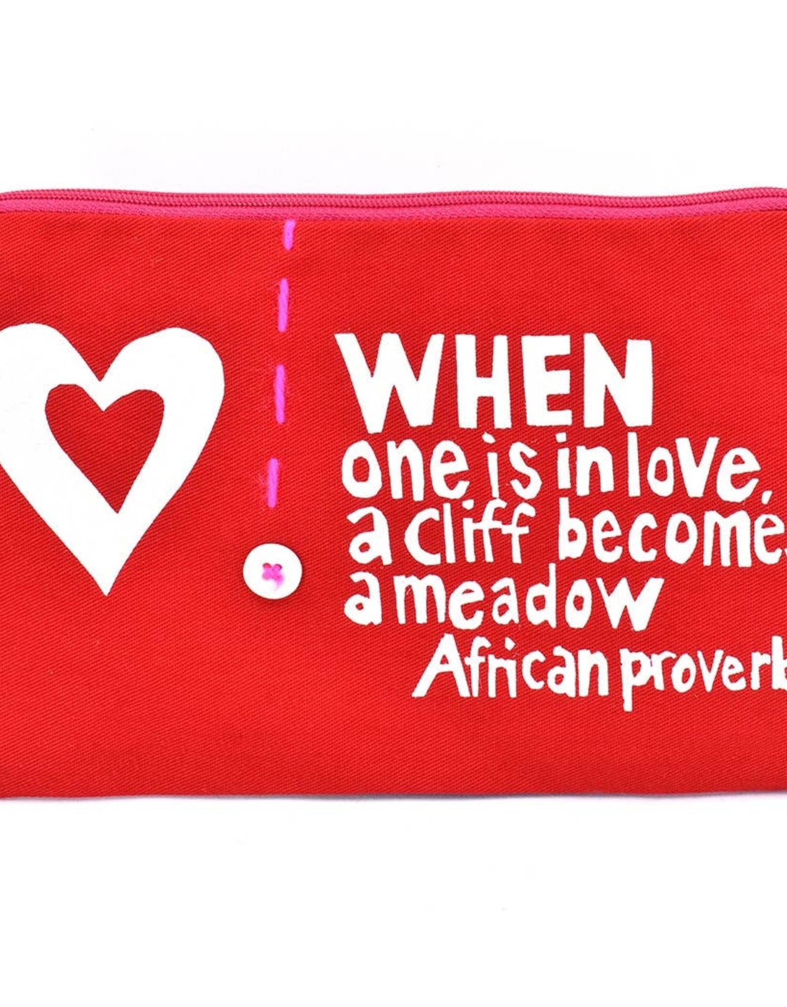 Swahili African Modern Red When is One is in Love 8" African Proverb Pouch