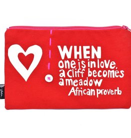 Swahili African Modern Red When is One is in Love 8" African Proverb Pouch