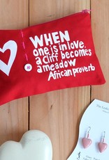 Swahili African Modern Red When is One is in Love 8" African Proverb Pouch