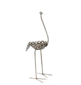 Swahili African Modern Recycled Metal Ostrich Planter - Large